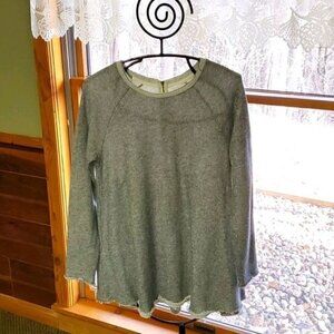 Cooperative Back 1/4 Zippered Distressed Long Sleeve Raw Edge‎ Sz. S Sweatshirt